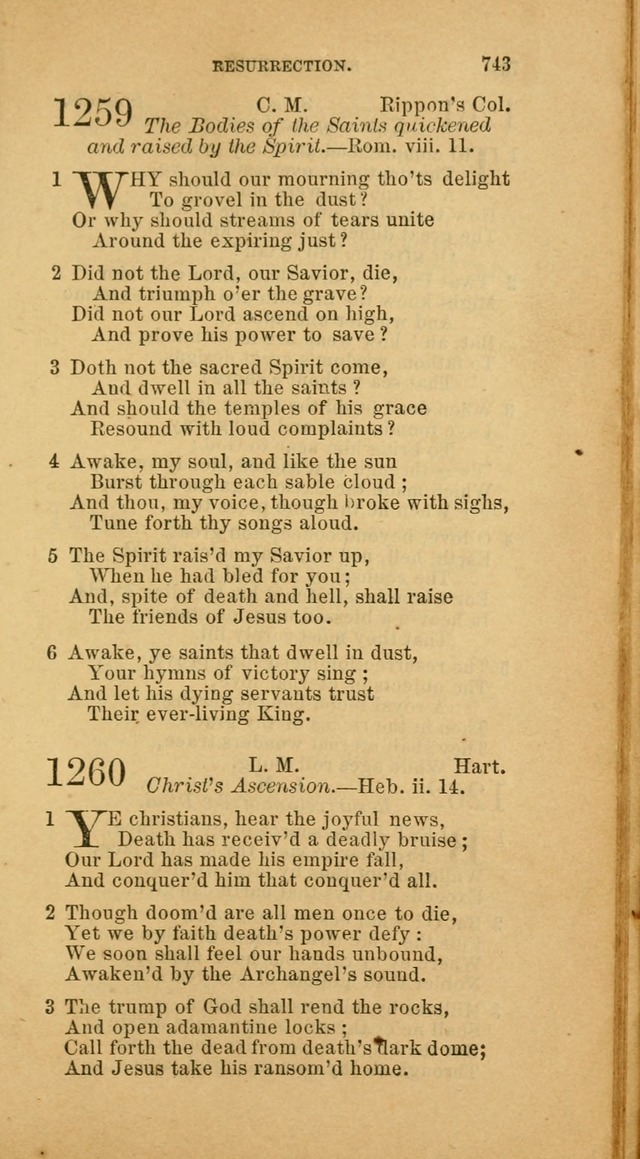 The Baptist Hymn Book: comprising a large and choice collection of psalms, hymns and spiritual songs, adapted to the faith and order of the Old School, or Primitive Baptists (2nd stereotype Ed.) page 747