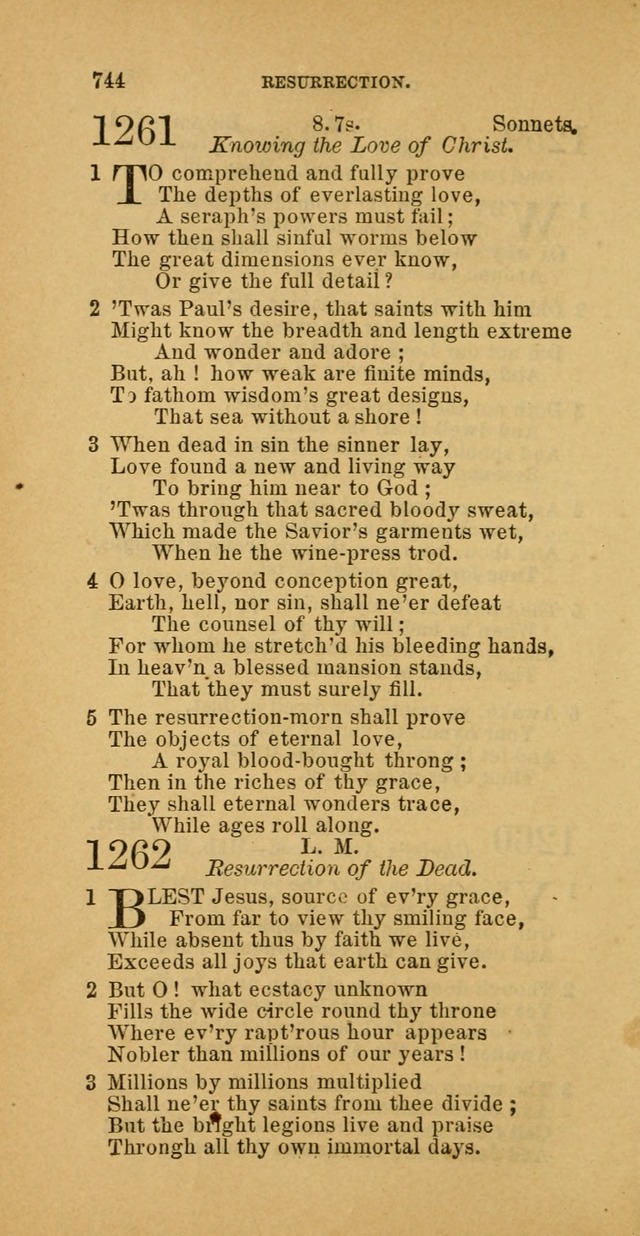 The Baptist Hymn Book: comprising a large and choice collection of psalms, hymns and spiritual songs, adapted to the faith and order of the Old School, or Primitive Baptists (2nd stereotype Ed.) page 748