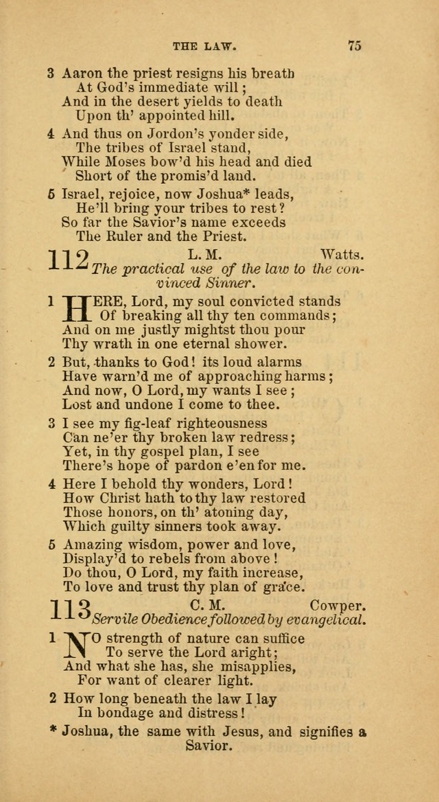 The Baptist Hymn Book: comprising a large and choice collection of psalms, hymns and spiritual songs, adapted to the faith and order of the Old School, or Primitive Baptists (2nd stereotype Ed.) page 75