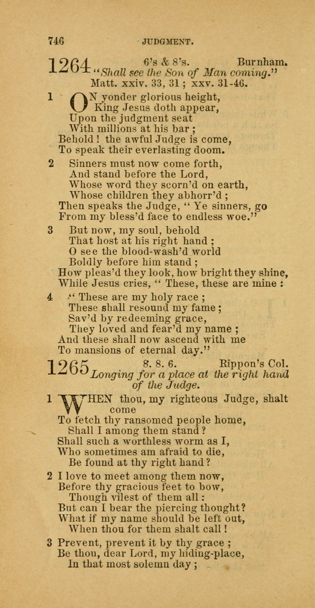 The Baptist Hymn Book: comprising a large and choice collection of psalms, hymns and spiritual songs, adapted to the faith and order of the Old School, or Primitive Baptists (2nd stereotype Ed.) page 750