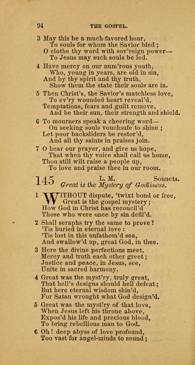 The Baptist Hymn Book: comprising a large and choice collection of psalms, hymns and spiritual songs, adapted to the faith and order of the Old School, or Primitive Baptists (2nd stereotype Ed.) page 94