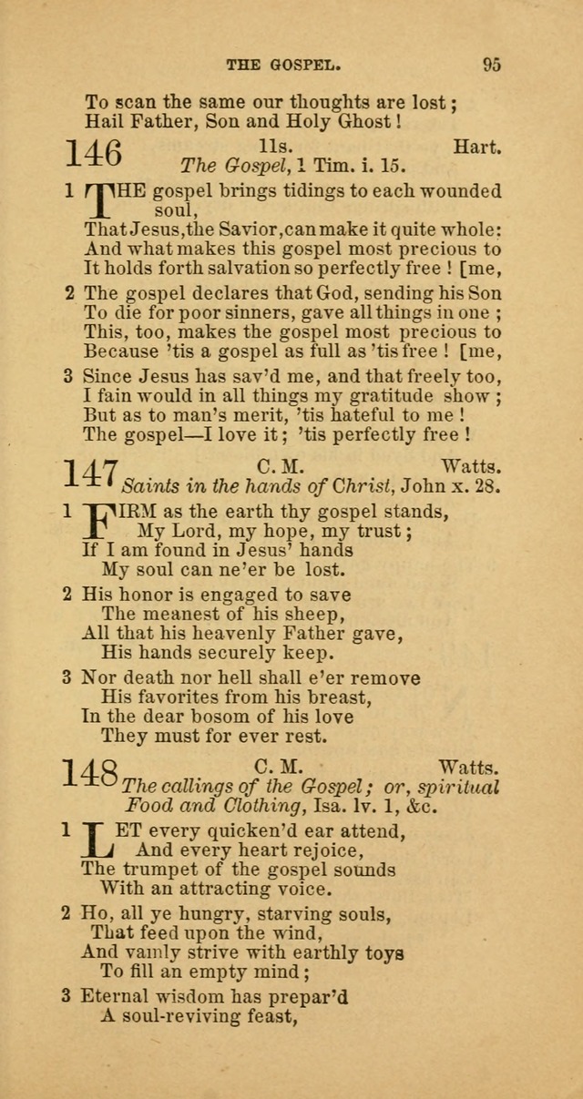 The Baptist Hymn Book: comprising a large and choice collection of psalms, hymns and spiritual songs, adapted to the faith and order of the Old School, or Primitive Baptists (2nd stereotype Ed.) page 95