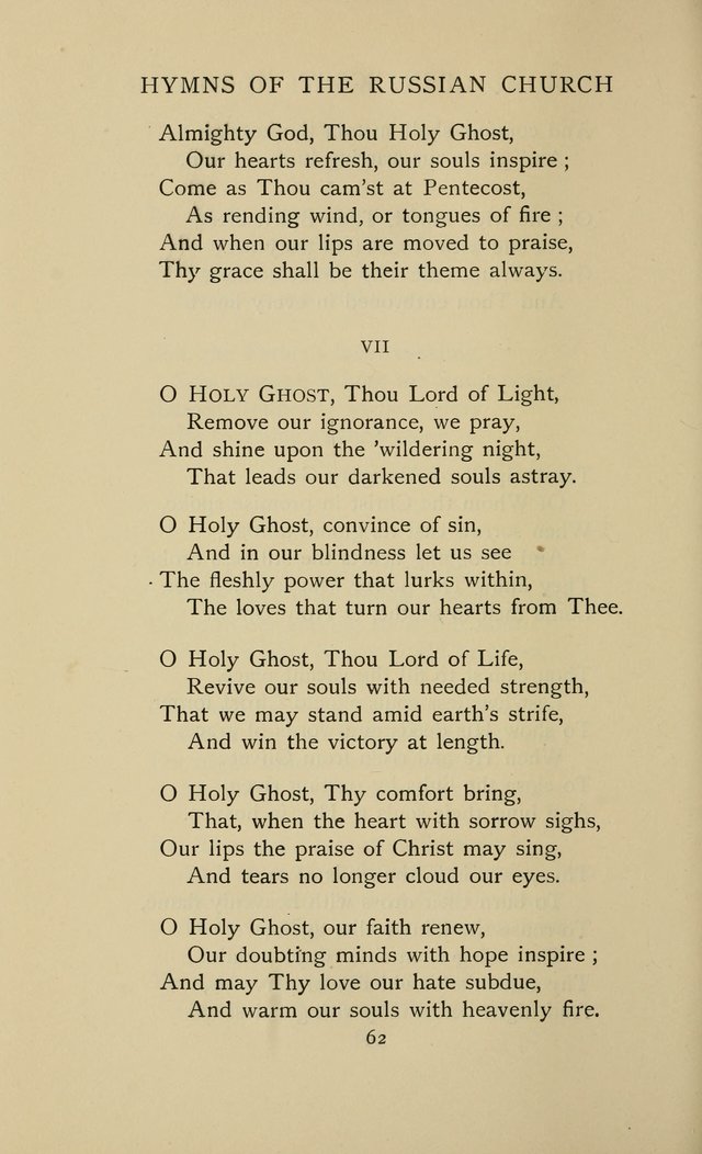 Hymns of the Russian Church: being translations, centos, and suggestions from the Greek office books with an introduction page 62