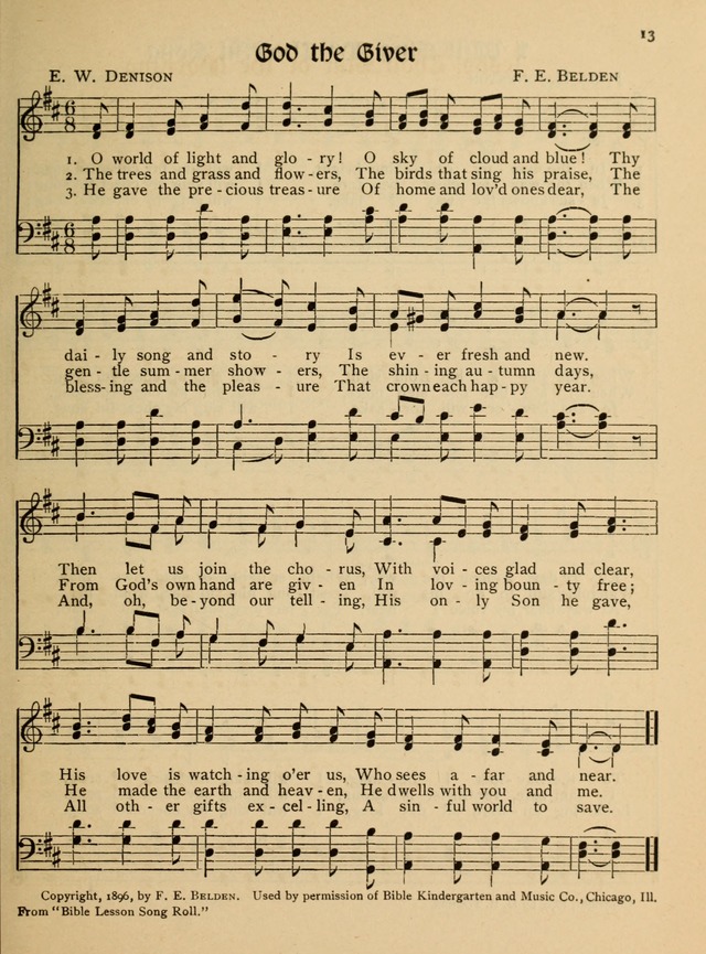 Bible Study Songs: for junior societies, junior and primary Sunday schools page 13
