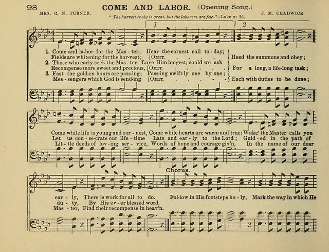 The Banner of Victory: a choice selection of songs, duets, quartets, and choruses, for Sunday schools, prayer and praise meetings, and the fireside page 98