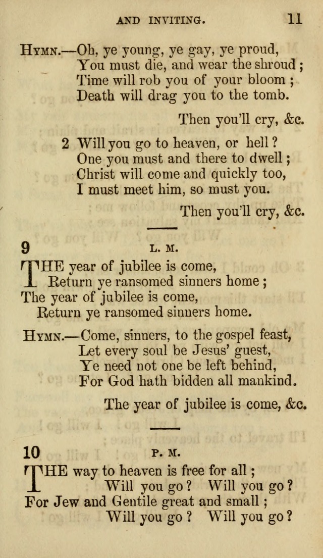The Chorus: or, a collection of choruses and hymns, selected and original, adapted especially to the class-room, and to meetings for prayer and Christian conference (7th ed., Imp. and Enl.) page 11