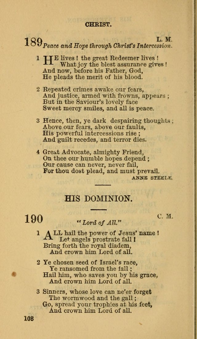 The Canadian Baptist Hymn Book page 108