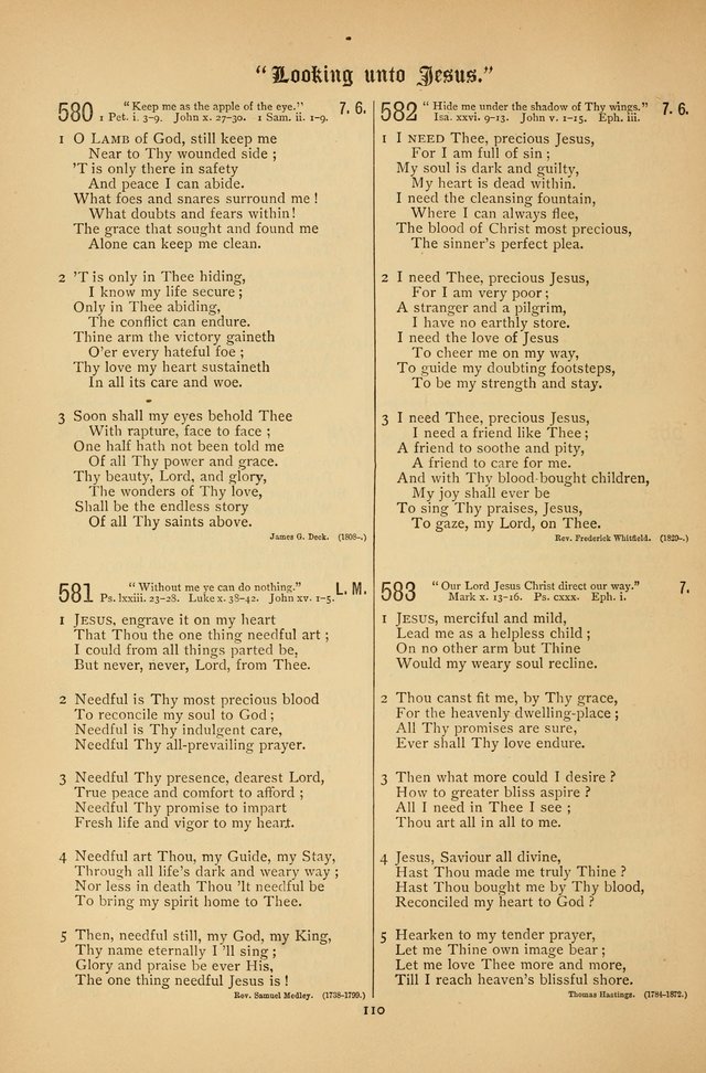The Clifton Chapel Collection of "Psalms, Hymns, and Spiritual Songs": for public, social and family worship and private devotions at the Sanitarium, Clifton Springs, N. Y. page 110