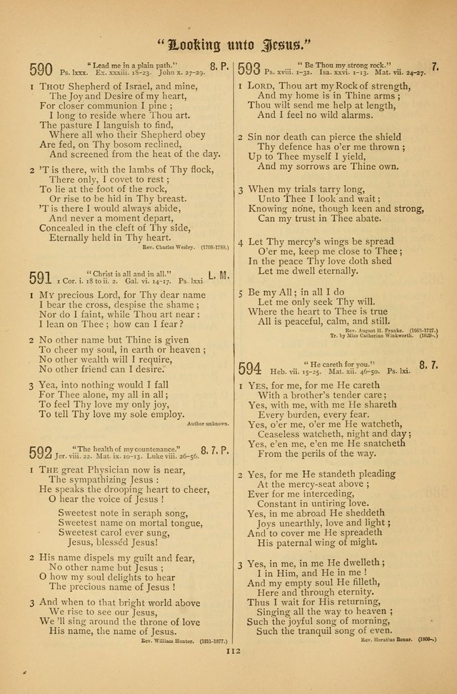 The Clifton Chapel Collection of "Psalms, Hymns, and Spiritual Songs": for public, social and family worship and private devotions at the Sanitarium, Clifton Springs, N. Y. page 112