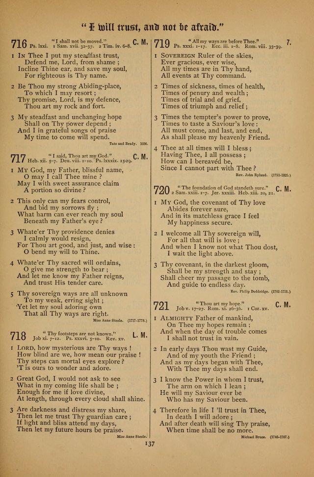 The Clifton Chapel Collection of "Psalms, Hymns, and Spiritual Songs": for public, social and family worship and private devotions at the Sanitarium, Clifton Springs, N. Y. page 137