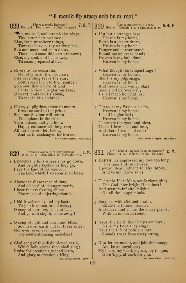 The Clifton Chapel Collection of "Psalms, Hymns, and Spiritual Songs": for public, social and family worship and private devotions at the Sanitarium, Clifton Springs, N. Y. page 159