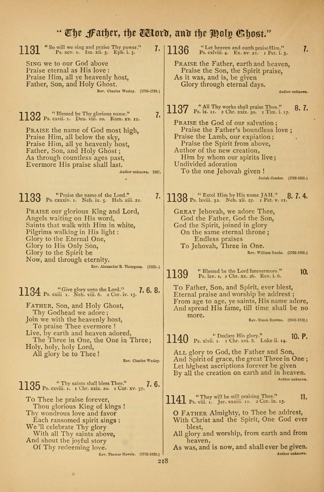 The Clifton Chapel Collection of "Psalms, Hymns, and Spiritual Songs": for public, social and family worship and private devotions at the Sanitarium, Clifton Springs, N. Y. page 218