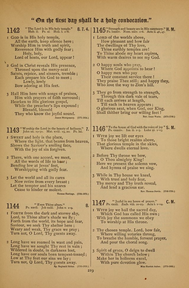 The Clifton Chapel Collection of "Psalms, Hymns, and Spiritual Songs": for public, social and family worship and private devotions at the Sanitarium, Clifton Springs, N. Y. page 219