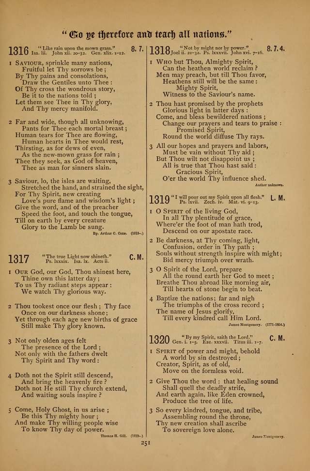 The Clifton Chapel Collection of "Psalms, Hymns, and Spiritual Songs": for public, social and family worship and private devotions at the Sanitarium, Clifton Springs, N. Y. page 251
