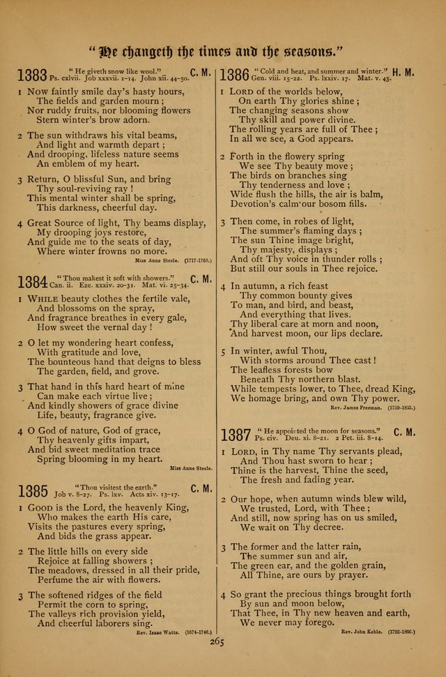 The Clifton Chapel Collection of "Psalms, Hymns, and Spiritual Songs": for public, social and family worship and private devotions at the Sanitarium, Clifton Springs, N. Y. page 265