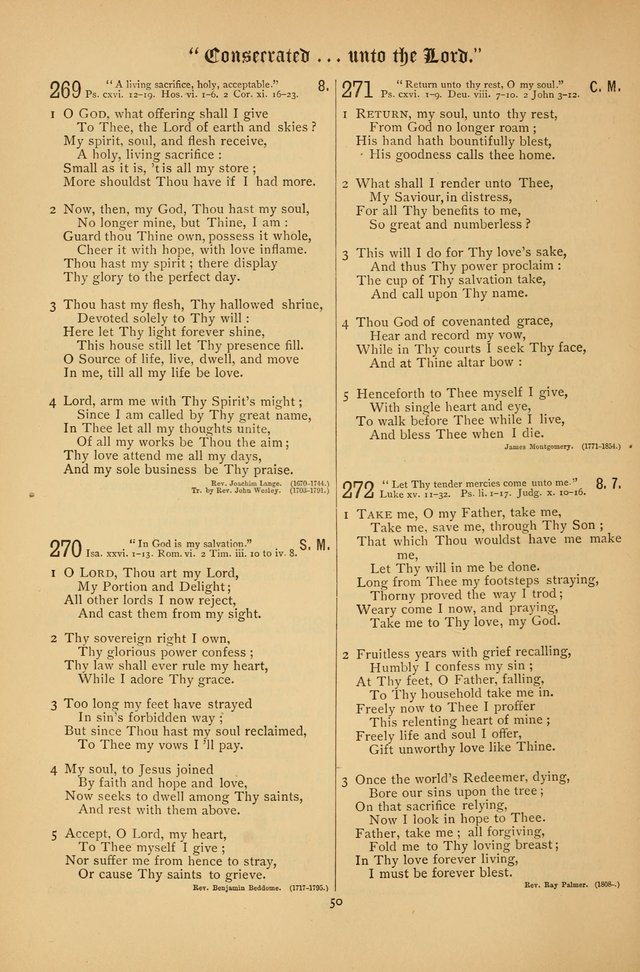 The Clifton Chapel Collection of "Psalms, Hymns, and Spiritual Songs": for public, social and family worship and private devotions at the Sanitarium, Clifton Springs, N. Y. page 50