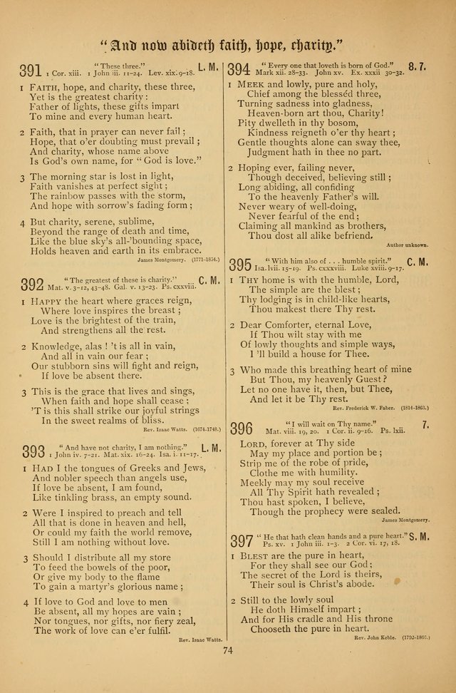 The Clifton Chapel Collection of "Psalms, Hymns, and Spiritual Songs": for public, social and family worship and private devotions at the Sanitarium, Clifton Springs, N. Y. page 74
