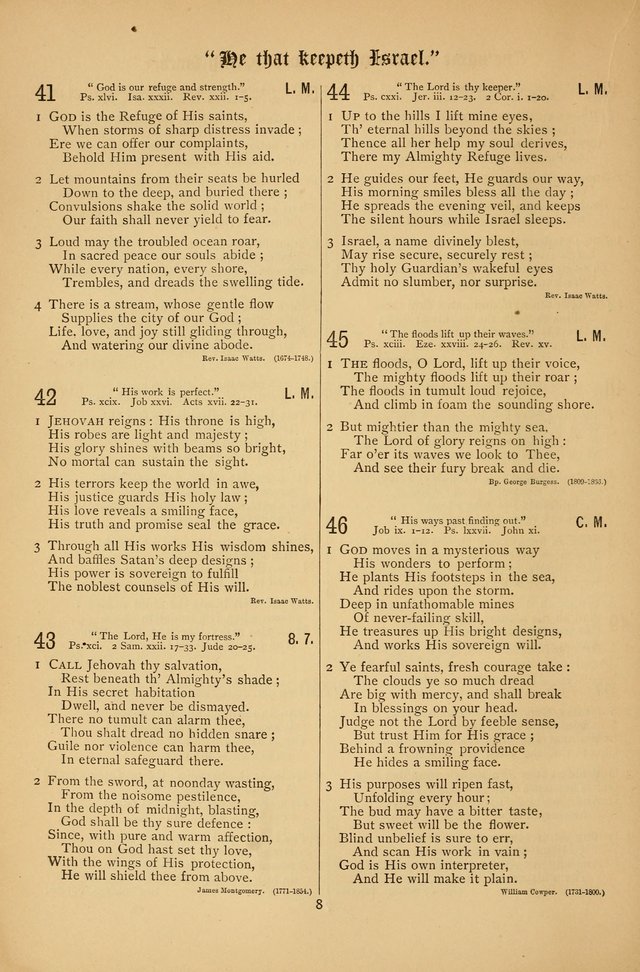The Clifton Chapel Collection of "Psalms, Hymns, and Spiritual Songs": for public, social and family worship and private devotions at the Sanitarium, Clifton Springs, N. Y. page 8
