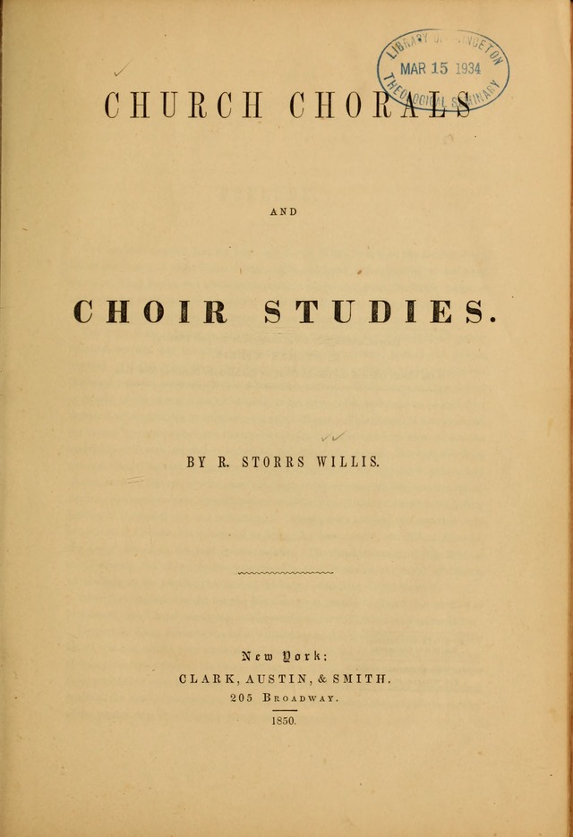 Church Chorals and Choir Studies page 1