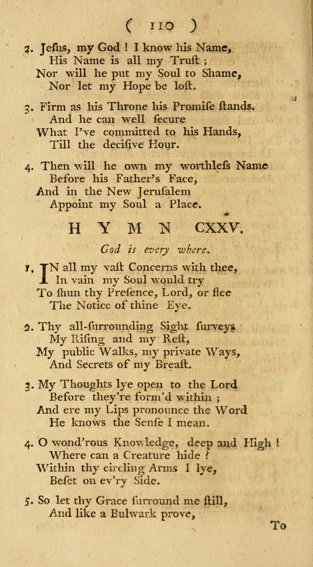 The Christians Duty, exhibited, in a series of Hymns: collected from various authors, designed for the worship of God, and for the edification of Christians (1st Ed.) page 110