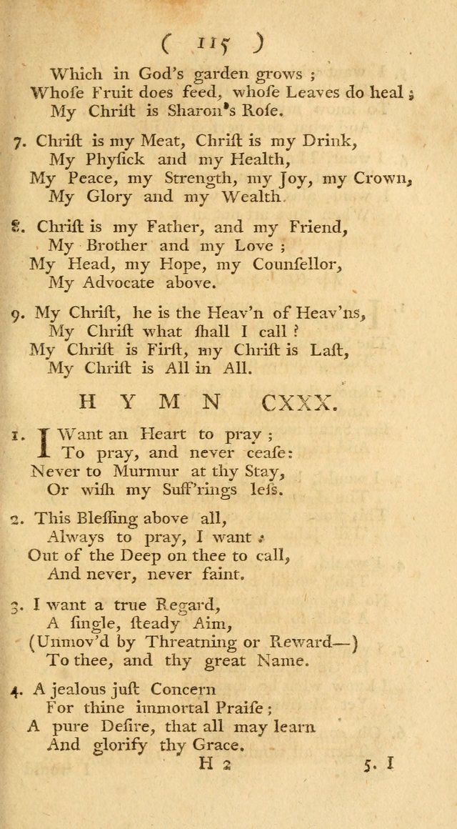 The Christians Duty, exhibited, in a series of Hymns: collected from various authors, designed for the worship of God, and for the edification of Christians (1st Ed.) page 115