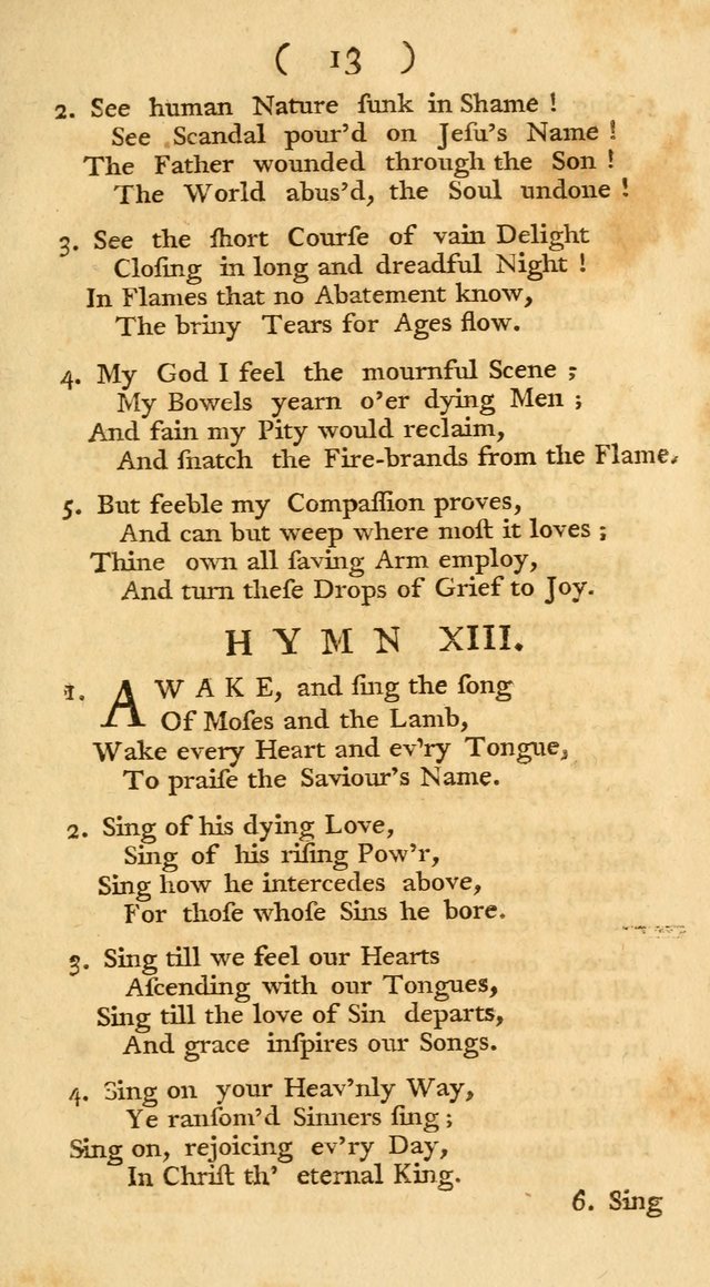 The Christians Duty, exhibited, in a series of Hymns: collected from various authors, designed for the worship of God, and for the edification of Christians (1st Ed.) page 13