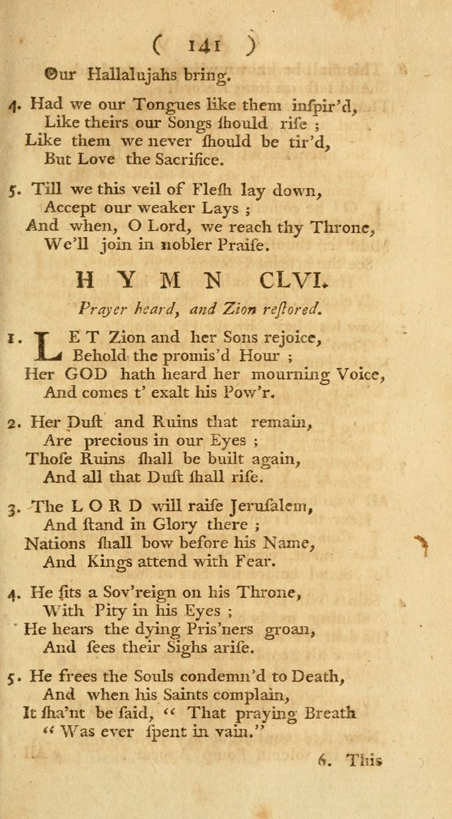 The Christians Duty, exhibited, in a series of Hymns: collected from various authors, designed for the worship of God, and for the edification of Christians (1st Ed.) page 141
