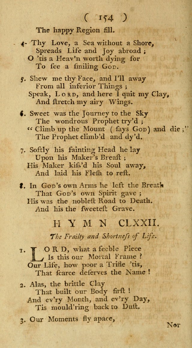 The Christians Duty, exhibited, in a series of Hymns: collected from various authors, designed for the worship of God, and for the edification of Christians (1st Ed.) page 154
