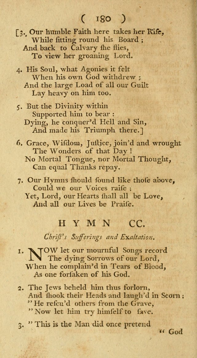 The Christians Duty, exhibited, in a series of Hymns: collected from various authors, designed for the worship of God, and for the edification of Christians (1st Ed.) page 180