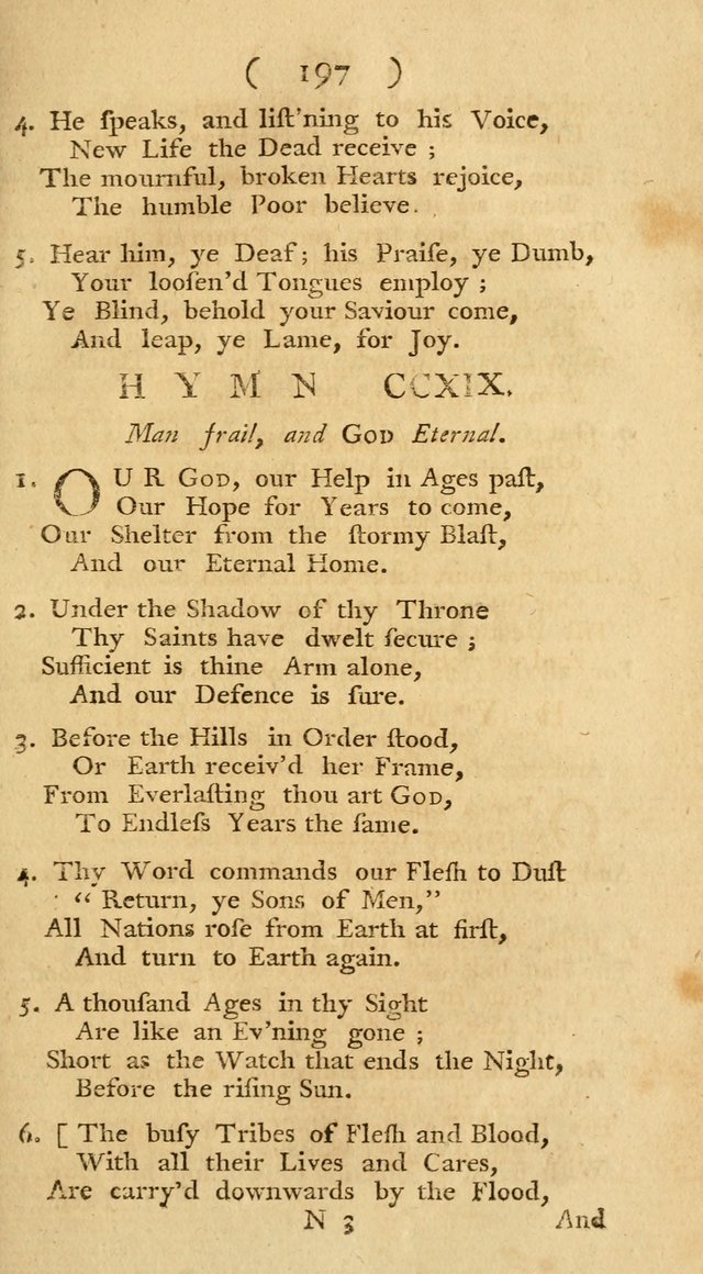 The Christians Duty, exhibited, in a series of Hymns: collected from various authors, designed for the worship of God, and for the edification of Christians (1st Ed.) page 197