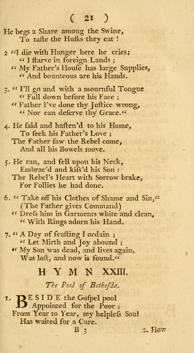 The Christians Duty, exhibited, in a series of Hymns: collected from various authors, designed for the worship of God, and for the edification of Christians (1st Ed.) page 21
