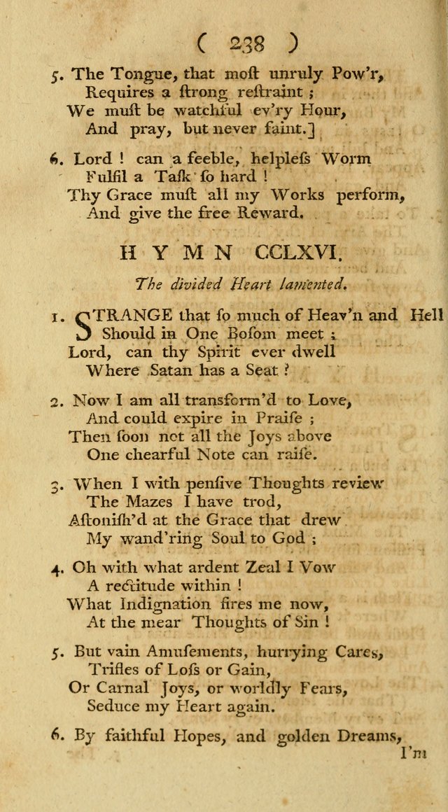 The Christians Duty, exhibited, in a series of Hymns: collected from various authors, designed for the worship of God, and for the edification of Christians (1st Ed.) page 238