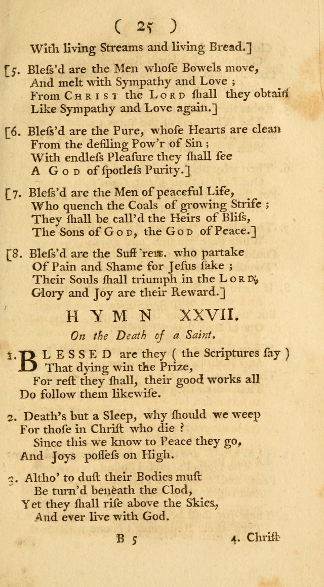 The Christians Duty, exhibited, in a series of Hymns: collected from various authors, designed for the worship of God, and for the edification of Christians (1st Ed.) page 25