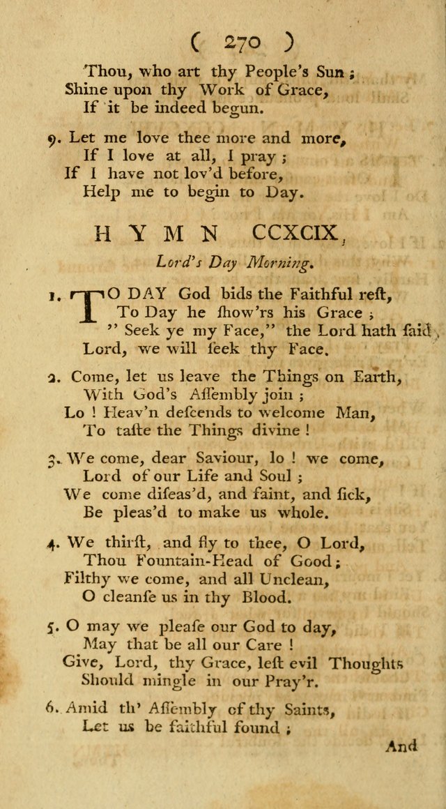 The Christians Duty, exhibited, in a series of Hymns: collected from various authors, designed for the worship of God, and for the edification of Christians (1st Ed.) page 270