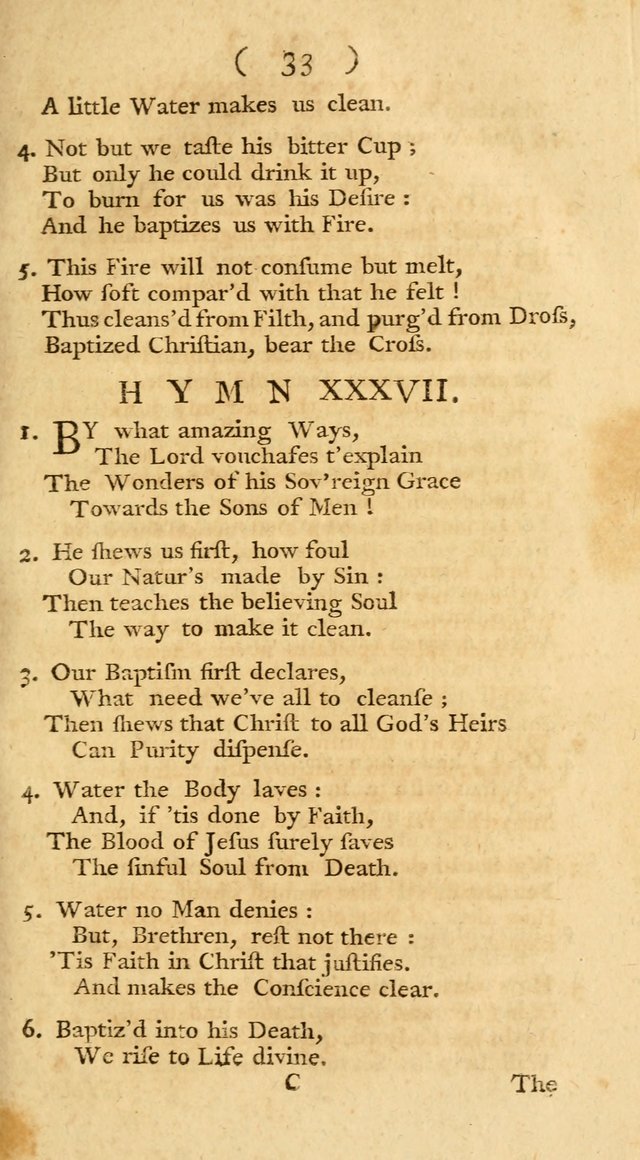 The Christians Duty, exhibited, in a series of Hymns: collected from various authors, designed for the worship of God, and for the edification of Christians (1st Ed.) page 33