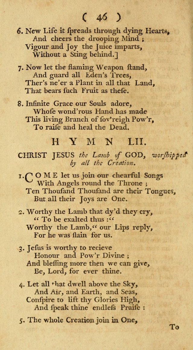The Christians Duty, exhibited, in a series of Hymns: collected from various authors, designed for the worship of God, and for the edification of Christians (1st Ed.) page 46