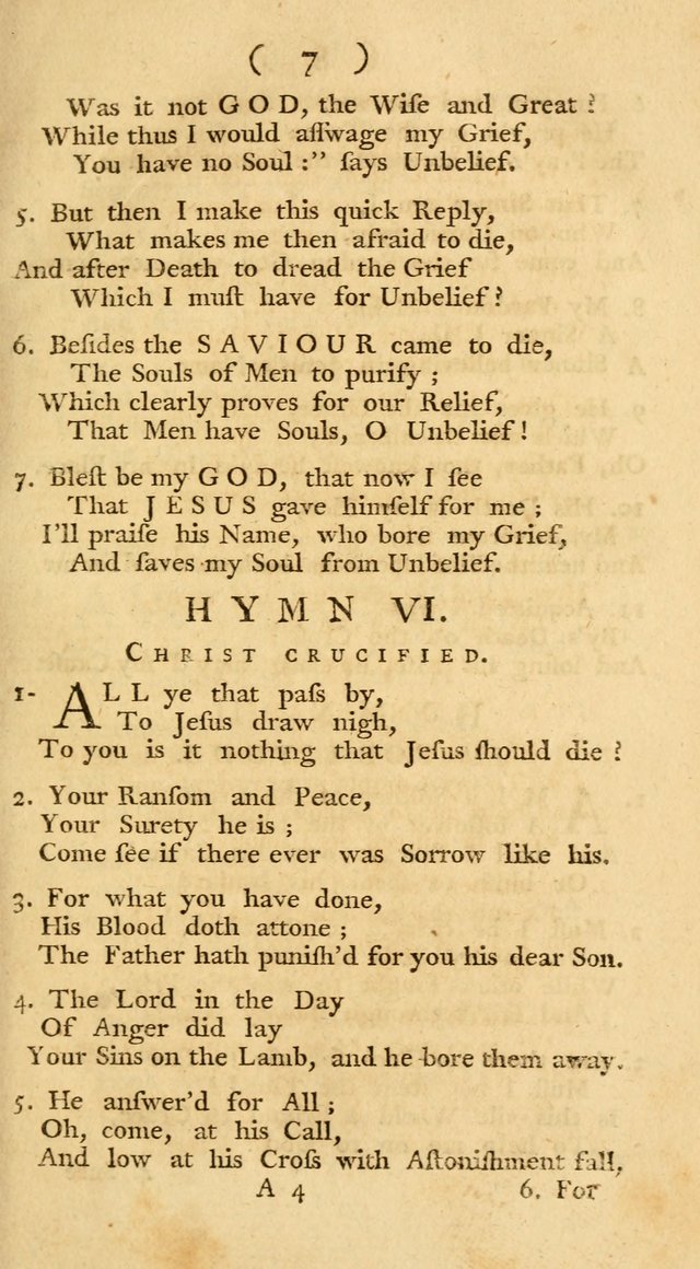 The Christians Duty, exhibited, in a series of Hymns: collected from various authors, designed for the worship of God, and for the edification of Christians (1st Ed.) page 7