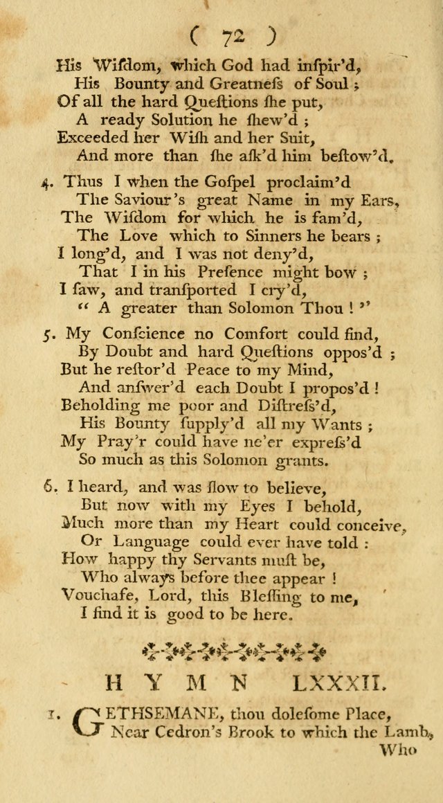 The Christians Duty, exhibited, in a series of Hymns: collected from various authors, designed for the worship of God, and for the edification of Christians (1st Ed.) page 72