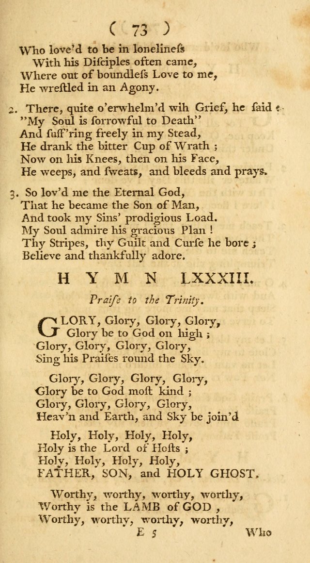 The Christians Duty, exhibited, in a series of Hymns: collected from various authors, designed for the worship of God, and for the edification of Christians (1st Ed.) page 73