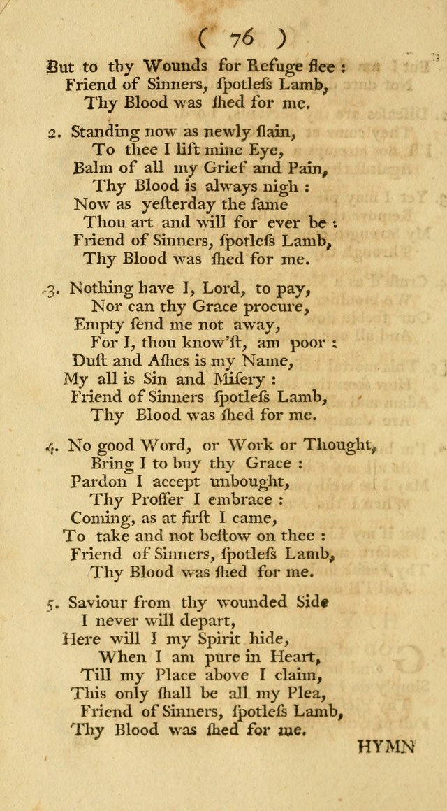 The Christians Duty, exhibited, in a series of Hymns: collected from various authors, designed for the worship of God, and for the edification of Christians (1st Ed.) page 76