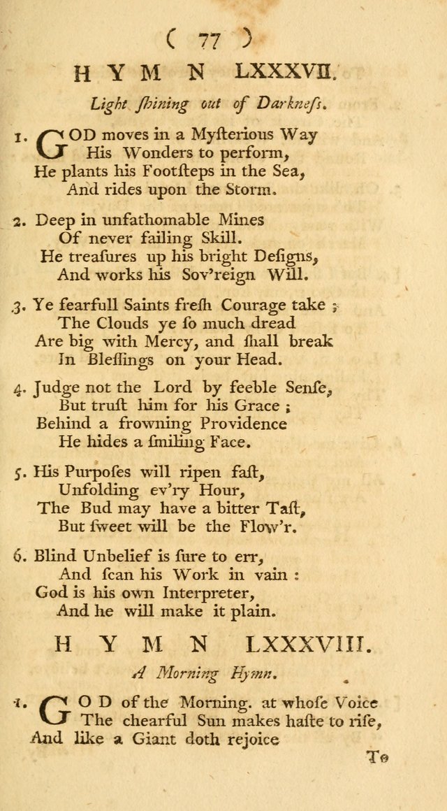 The Christians Duty, exhibited, in a series of Hymns: collected from various authors, designed for the worship of God, and for the edification of Christians (1st Ed.) page 77