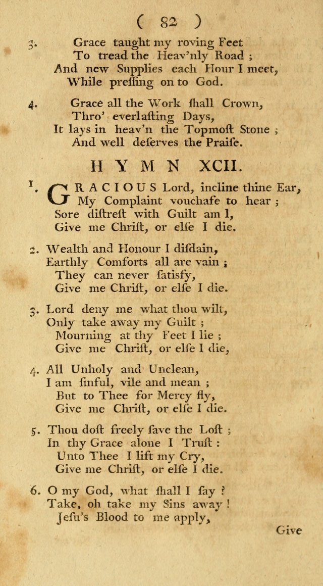 The Christians Duty, exhibited, in a series of Hymns: collected from various authors, designed for the worship of God, and for the edification of Christians (1st Ed.) page 82