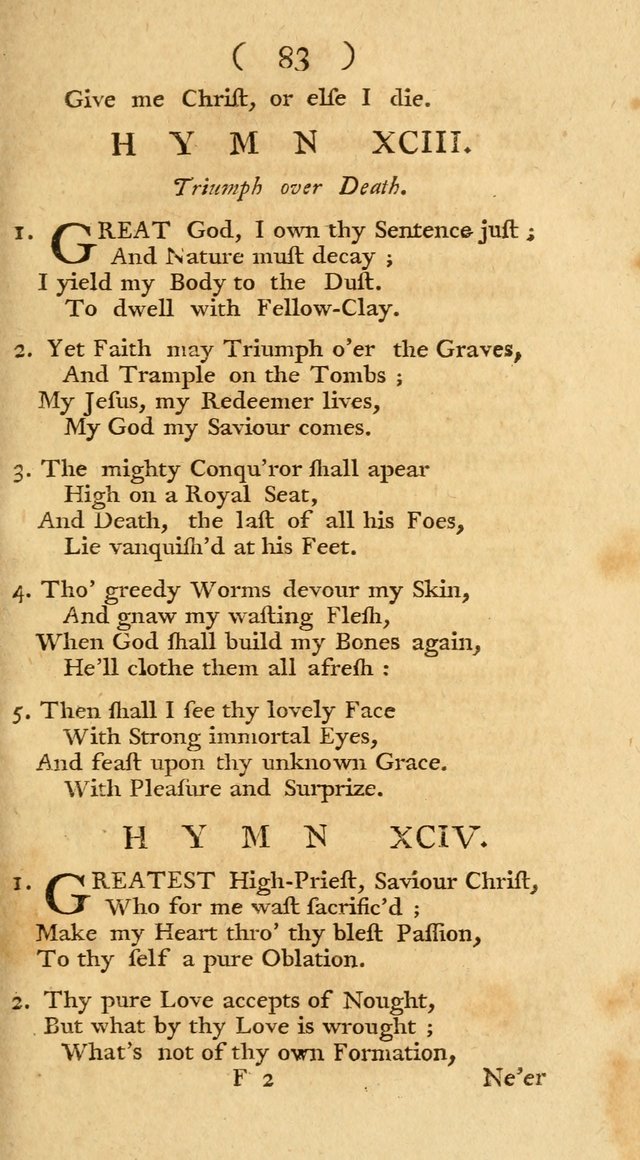 The Christians Duty, exhibited, in a series of Hymns: collected from various authors, designed for the worship of God, and for the edification of Christians (1st Ed.) page 83