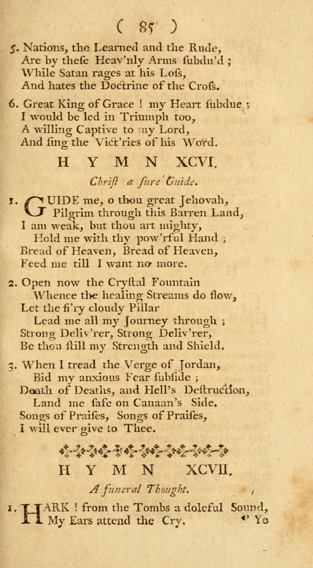 The Christians Duty, exhibited, in a series of Hymns: collected from various authors, designed for the worship of God, and for the edification of Christians (1st Ed.) page 85