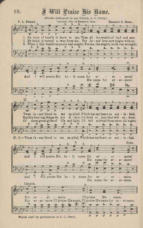 Church Evangel: a choice collection of gospel songs for church and evangelistic work page 10