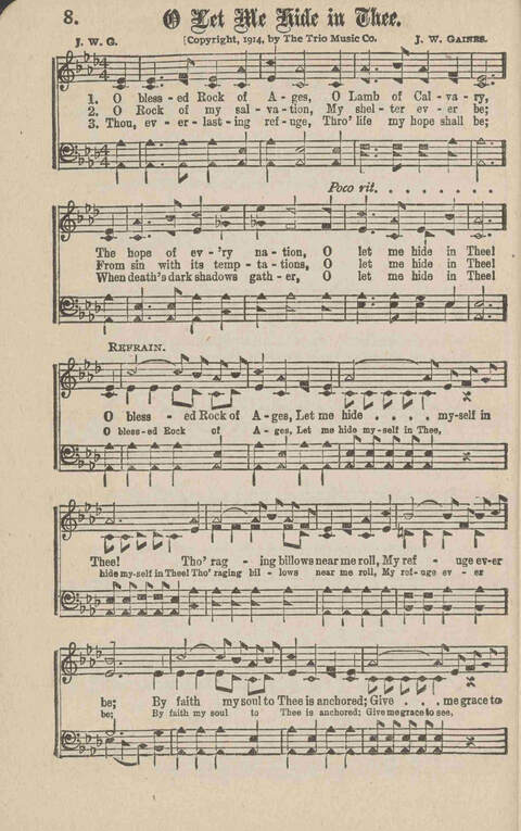 Church Evangel: a choice collection of gospel songs for church and evangelistic work page 8