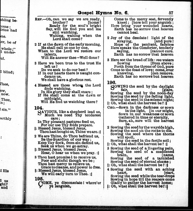 Christian Endeavor Edition of Gospel Hymns No. 6: Canadian ed. (words only) page 56