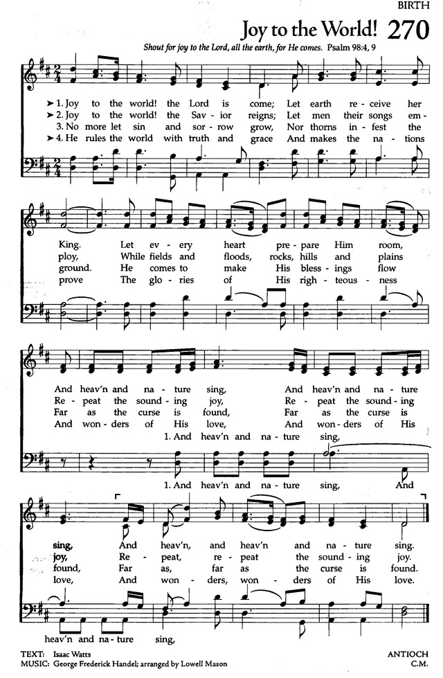The Celebration Hymnal songs and hymns for worship 270. Joy to the