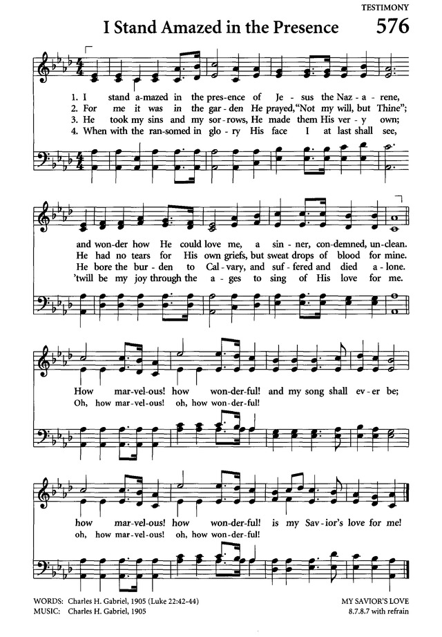 Celebrating Grace Hymnal 576. I stand amazed in the presence | Hymnary.org