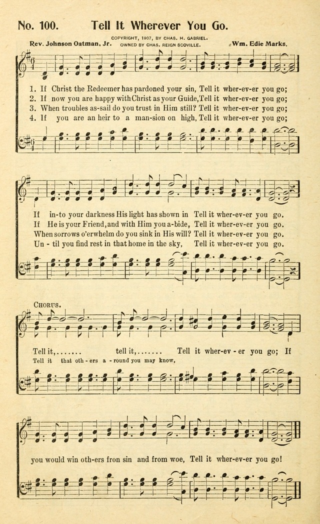 Christian Gospel Hymns: for church, Sunday school, and evangelistic meetings: contains the cream of all the old songs, and the very best of all the new page 100